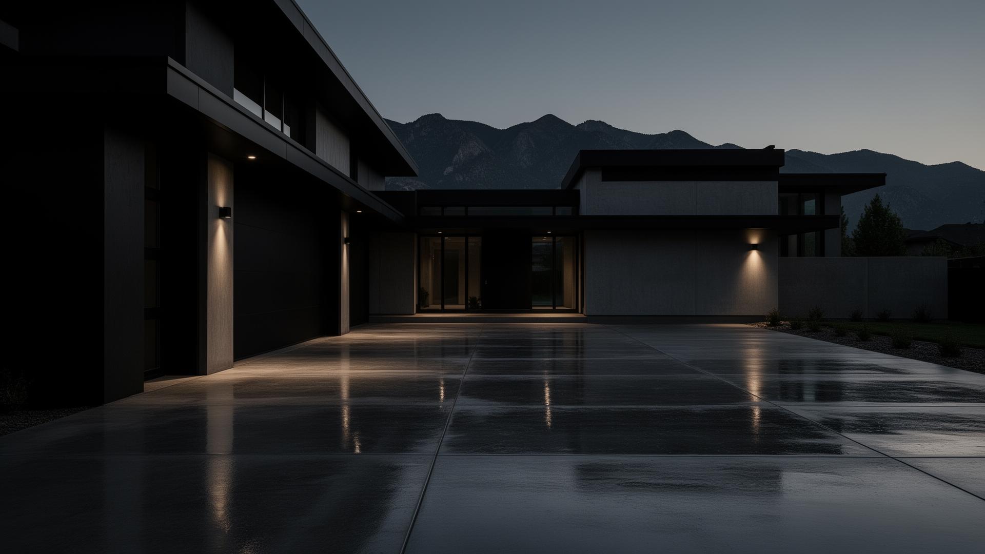 Luxury Denver home with polished concrete driveway